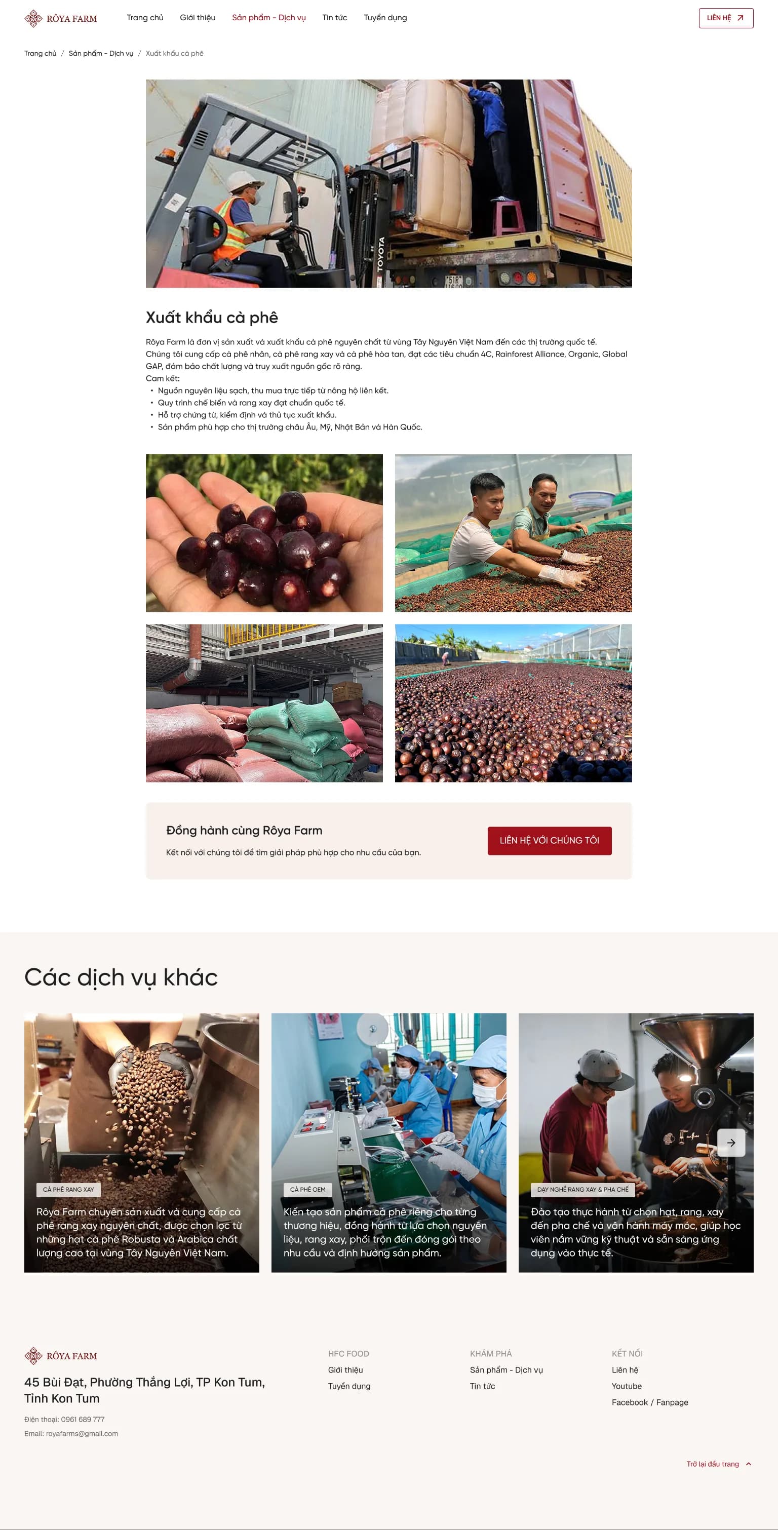 Toàn trang dịch vụ xuất khẩu cà phê