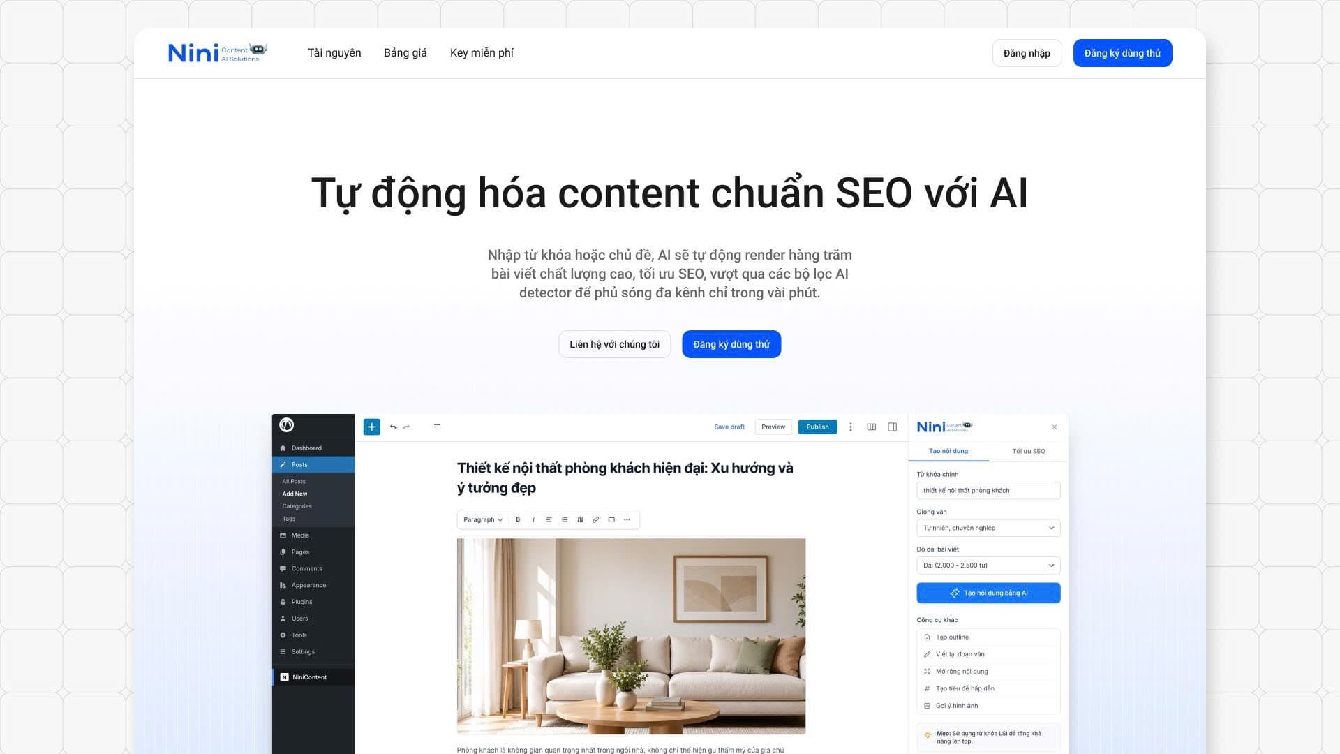 Giao diện khởi đầu ver2 Nini content